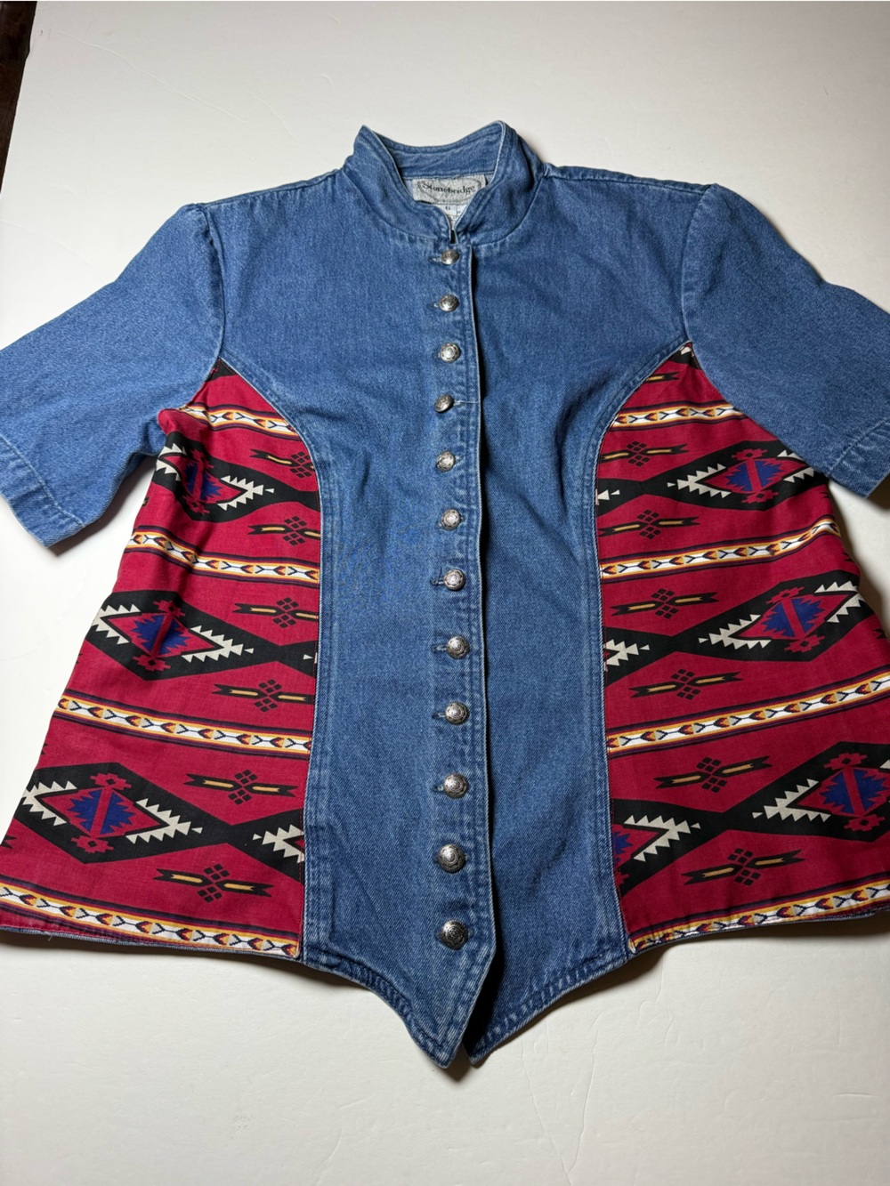 Vintage Stonebridge Denim Western Shirt Southwestern Concho buttons Size 6